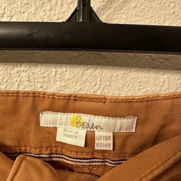 Boden Women Classic Chino Pants Size US 14 R Orange Cotton Blend Anthropologie - Picture 2 of 4